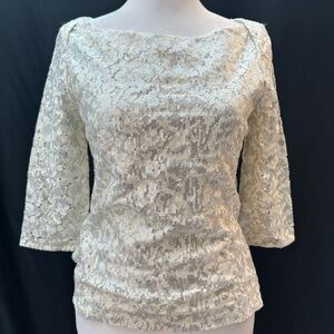 Banana Republic Cream Silver sequin  Blouse Top 4P